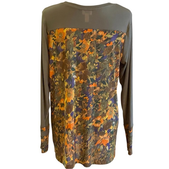 🔥SALE🔥LOGO LAYERS BY LORI GOLDSTEIN SHEER MESH LONG SLEEVE PRINT TOP SZ L - Picture 4 of 12